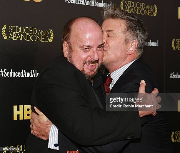 Director James Toback and actor Alec Baldwin attend the "Seduced And Abandoned" New York premiere at Time Warner Center on October 24, 2013 in New...