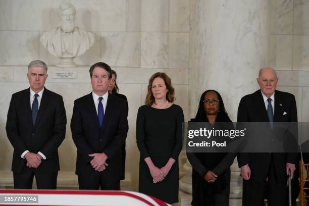 Supreme Court Justice Neil Gorsuch, Justice Brett Kavanaugh, Justice Amy Coney Barrett, Justice Ketanji Brown Jackson and retired Justice Anthony...