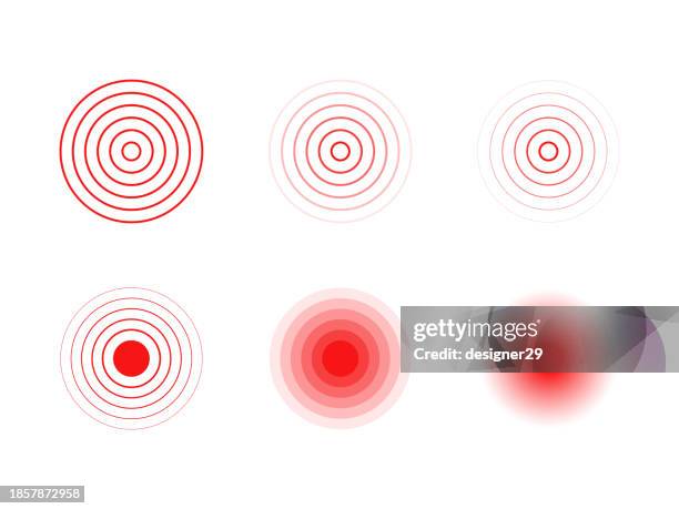 pain circles vector set. - neck muscle pain illustration stock illustrations