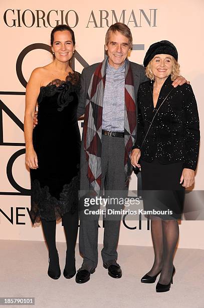 Roberta Armani, Jeremy Irons and Sinead Cusack attend Giorgio Armani One Night Only NYC at SuperPier on October 24, 2013 in New York City.