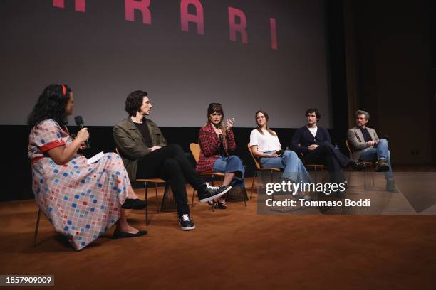 Adam Driver, Penélope Cruz, Shailene Woodley, Gabriel Leone and Patrick Dempsey attend the "Ferrari" SAG Awards Screening + Q&A at Linwood Dunn...