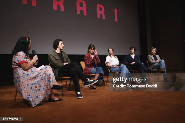 Adam Driver, Penélope Cruz, Shailene Woodley, Gabriel Leone and Patrick Dempsey attend the "Ferrari" SAG Awards Screening + Q&A at Linwood Dunn...