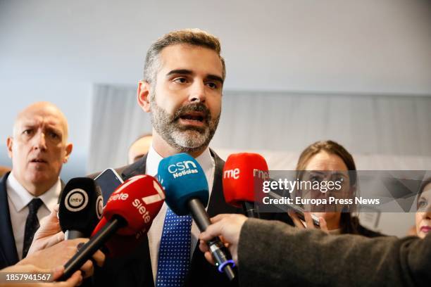 The Minister of Sustainability, Environment and Blue Economy of the Junta de Andalucia, Ramon Fernandez-Pacheco, attends the media during the closing...