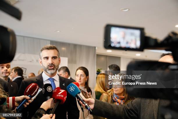 The Minister of Sustainability, Environment and Blue Economy of the Junta de Andalucia, Ramon Fernandez-Pacheco, attends the media during the closing...