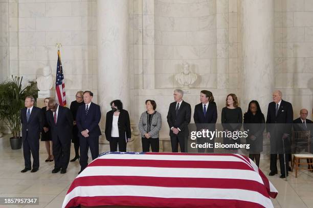 Justices of the US Supreme Court John Roberts, from left, Clarence Thomas, Samuel Alito, Sonia Sotomayor, Elena Kagan, Neil Gorsuch, Brett Kavanaugh,...