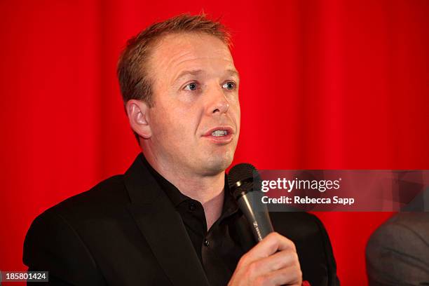 S Milwaukee Bucks' Bango mascot Kevin Vanderkolk during a Q&A session at Hulu Presents The LA Premiere Of "Behind the Mask" at the Vista Theatre on...