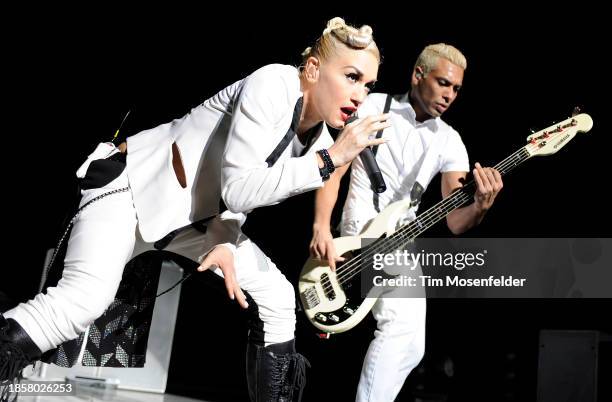 Gwen Stefani and Tony Kanal of No Doubt perform at Sleep Train Pavilion on July 21, 2009 in Concord, California.