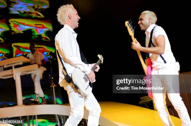 Tom Dumont and Tony Kanal of No Doubt perform at Sleep Train Pavilion on July 21, 2009 in Concord, California.