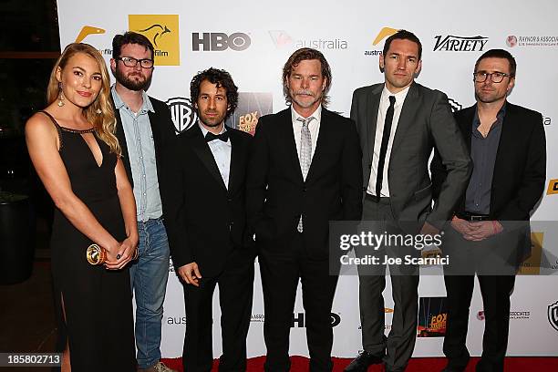 Mirrah Foulkes, Luke Doolan, Spencer Susser, Kieran Darcy-Smith, Nash Edgerton and David Michod arrives at the Australians in film benefit dinner at...