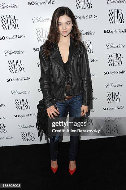 Actress India Eisley attends the Who What Wear and Cadillac's 50 Most Fashionable Women of 2013 event at The London Hotel on October 24, 2013 in West...