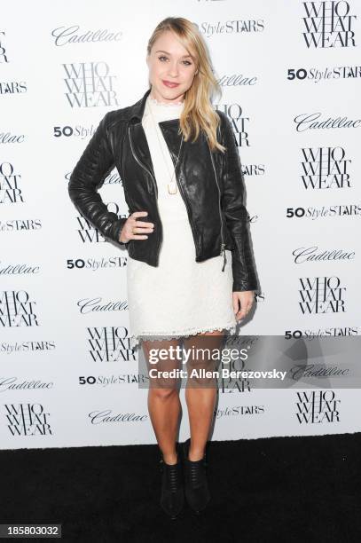 Actress Becca Tobin attends the Who What Wear and Cadillac's 50 Most Fashionable Women of 2013 event at The London Hotel on October 24, 2013 in West...