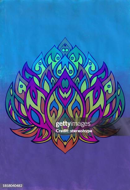 holy lotus - om symbol stock illustrations