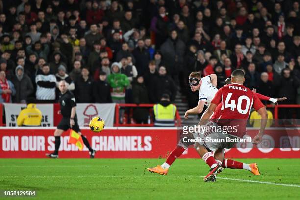 Dejan Kulusevski of Tottenham Hotspur scores their team's second goal during the Premier League match between Nottingham Forest and Tottenham Hotspur...