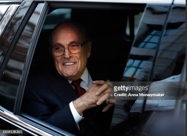 Rudy Giuliani, the former personal lawyer for former U.S. President Donald Trump, departs from the E. Barrett Prettyman U.S. District Courthouse...