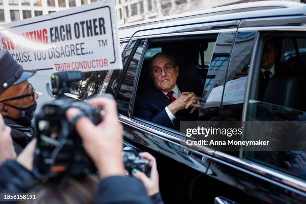 Rudy Giuliani, the former personal lawyer for former U.S. President Donald Trump, departs from the E. Barrett Prettyman U.S. District Courthouse...