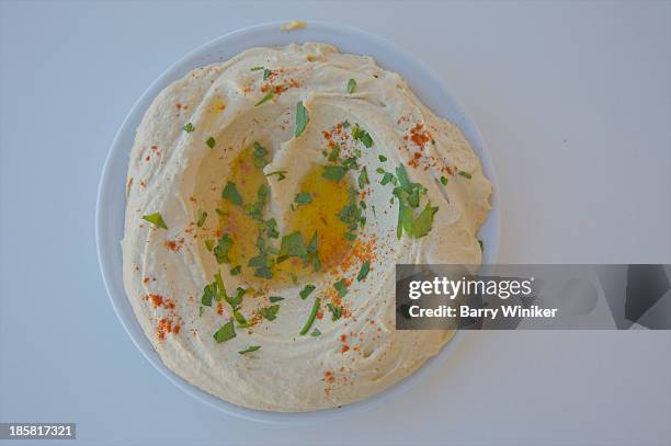traditional middle eastern food--hummus - tahini stock pictures, royalty-free photos & images