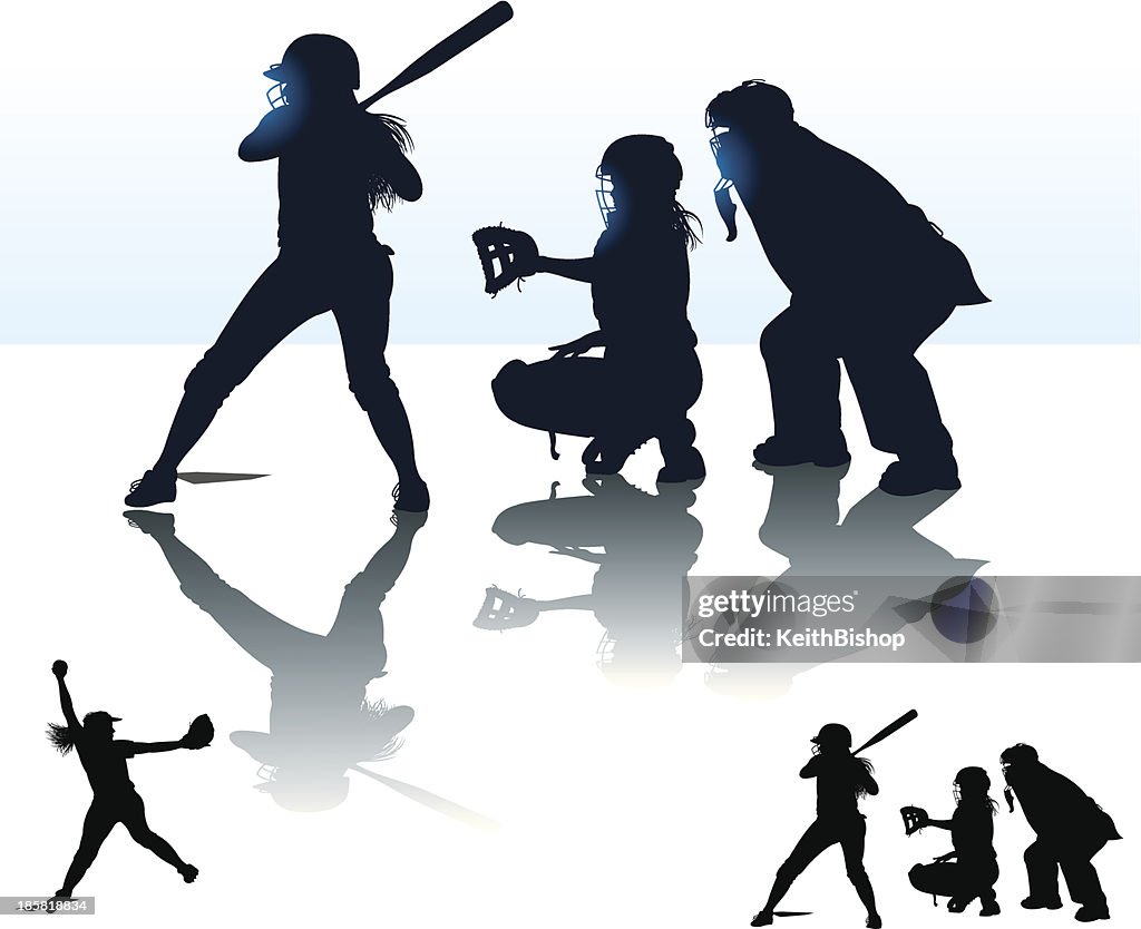 Girls Softball - At Bat, Catcher, Batter, Umpire, Pitcher