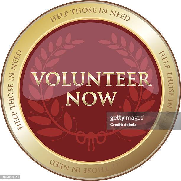 volunteer now and help those in need - trophy stock illustrations