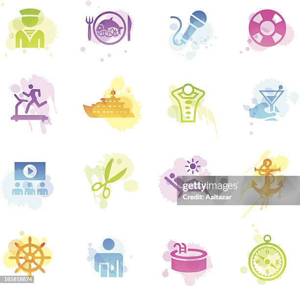 stains icons - cruise ship - conferences stock illustrations