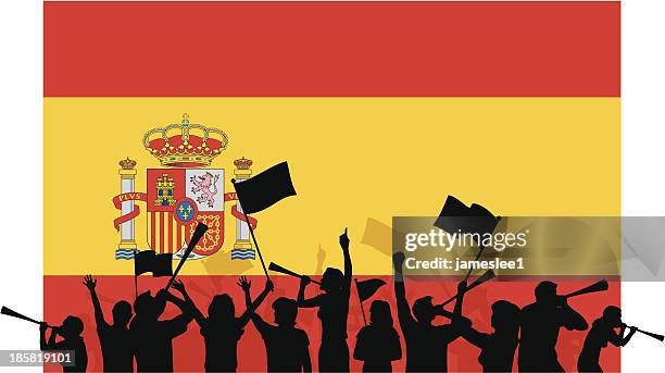 spanish sports fans - vuvuzela stock illustrations