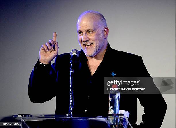 Honoree Chuck Saftler, COO, FX Network speaks onstage at Autism Speaks' Blue Jean Ball at Boulevard 3 on October 24, 2013 in Los Angeles, California.