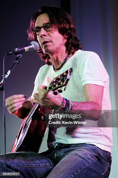 Musician Rick Springfield performs at Autism Speaks' Blue Jean Ball at Boulevard 3 on October 24, 2013 in Los Angeles, California.