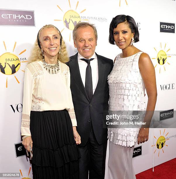 Vogue Italia Editor-In-Chief/Honoree Franca Sozzan, Chef Wolfgang Puck and Gelila Puck attend the Dream For Future Africa Foundation's Inaugural Gala...