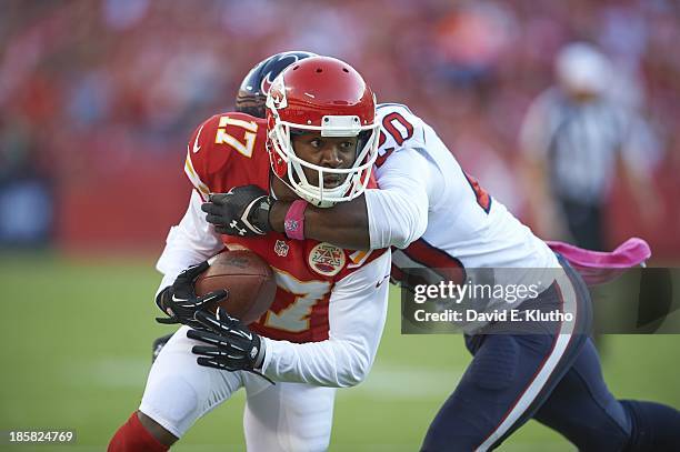 Kansas City Chiefs Donnie Avery in action, being tackled vs Houston Texans Ed Reed at Arrowhead Stadium. Kansas City, MO CREDIT: David E. Klutho