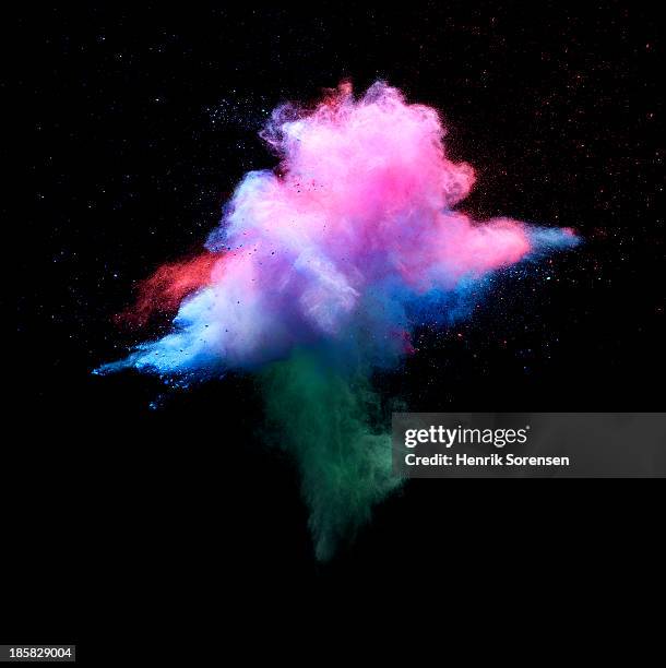Blue Exploding Powder Together 72 Explosion Of Colored Powder Blue And Green Stock Photos, High-Res ...