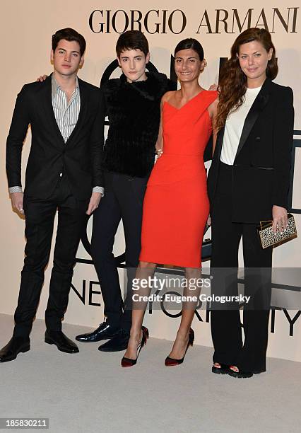 Peter Brant II, Harry Brant, Giovanna Battaglia, and Sara Battaglia attend Armani - One Night Only New York at SuperPier on October 24, 2013 in New...