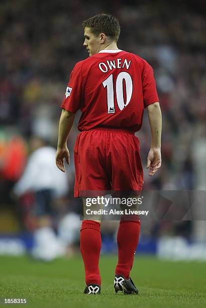 Michael Owen of Liverpool during the FA Barclaycard Premiership match between Liverpool and Bolton Wanderers held on March 8, 2003 at Anfield, in...