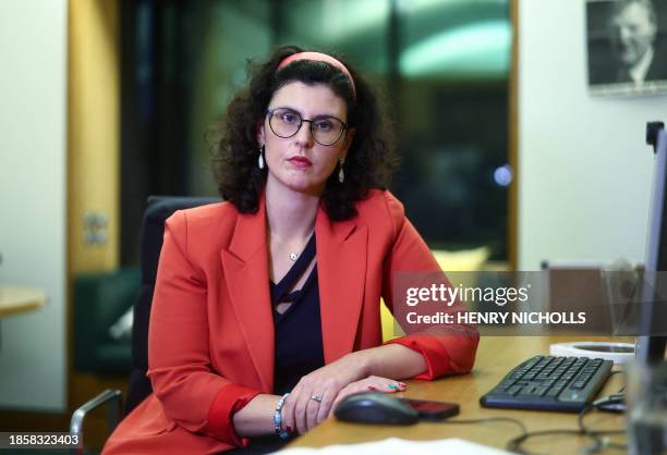 British Liberal Democrat MP Layla Moran poses for a photograph in her office in Westminster, central London on December 18 during an interview with...