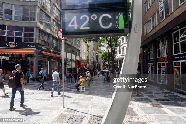 Thermometers are registering 42 degrees in Sao Paulo, Brazil, on another hot day with high temperatures, on November 14, 2023.