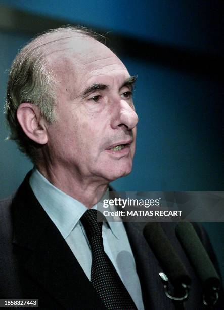 Argentine President Fernando De la Rua gives a speech during the opening of the annual meeting of the Interamerican Developement Bank 19 March 2001...