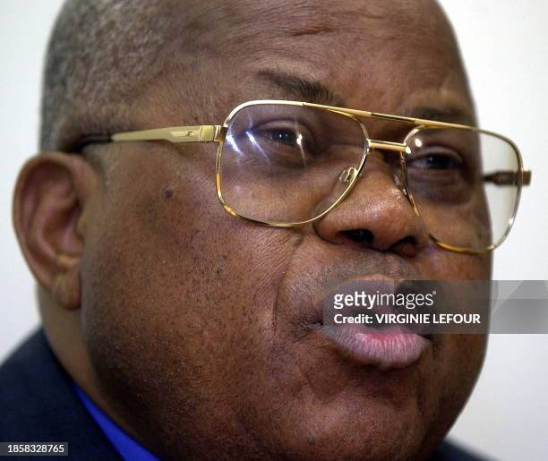 Former Zairean prime minister and current President of the non-armed opposition party UDPS , M. Etienne Tshisekedi, answers journalists questions...