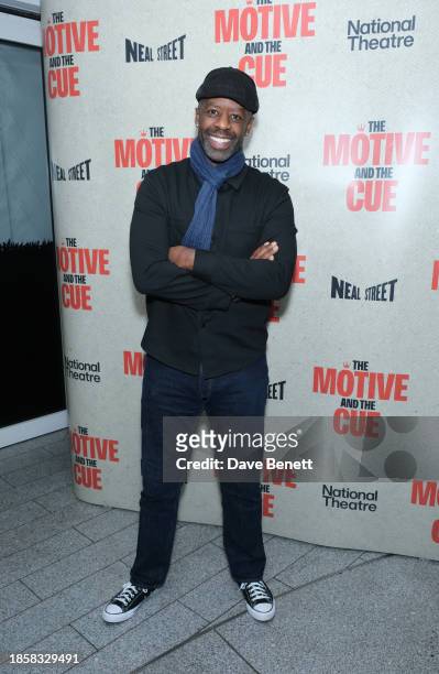 Adrian Lester attends the press night after party for "The Motive And The Cue" at Cafe At The Crypt, St-Martins-in-the-Field, on December 18, 2023 in...