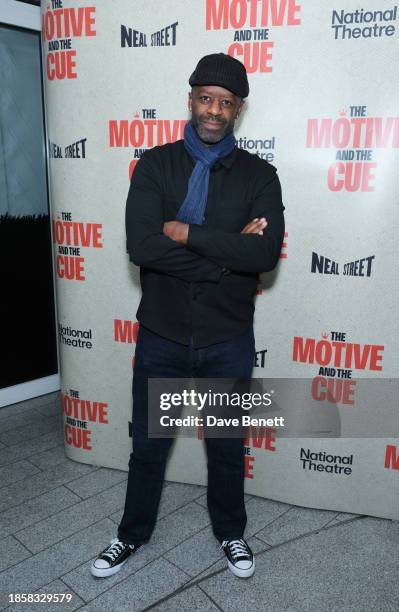 Adrian Lester attends the press night after party for "The Motive And The Cue" at Cafe At The Crypt, St-Martins-in-the-Field, on December 18, 2023 in...