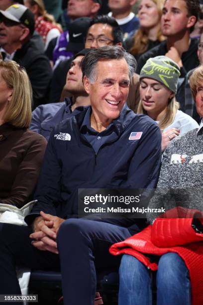 United States Senator Mitt Romney attends the game on December 18, 2023 at Delta Center in Salt Lake City, Utah. NOTE TO USER: User expressly...