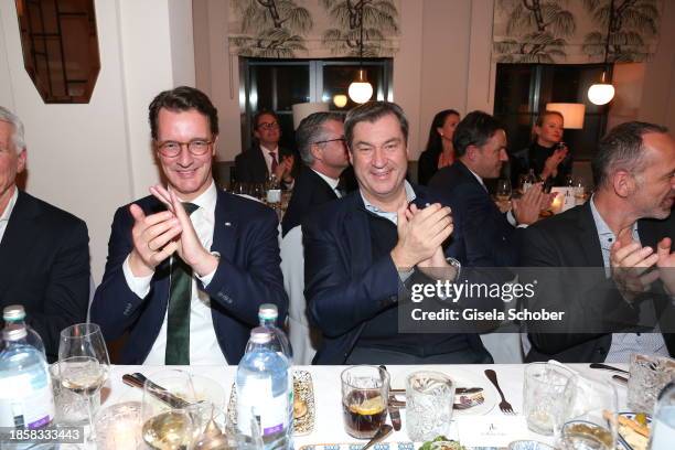 Hendrik Wuest, Markus Soeder during the Greipl Christmas Charity Dinner at Reitschule on December 18, 2023 in Munich, Germany.