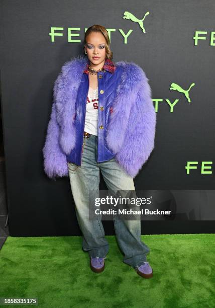 Rihanna at the Fenty x Puma Creeper Phatty Launch Party held at NeueHouse Hollywood on December 18, 2023 in Los Angeles, California.