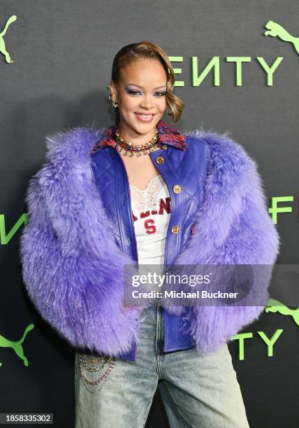 Rihanna at the Fenty x Puma Creeper Phatty Launch Party held at NeueHouse Hollywood on December 18, 2023 in Los Angeles, California.