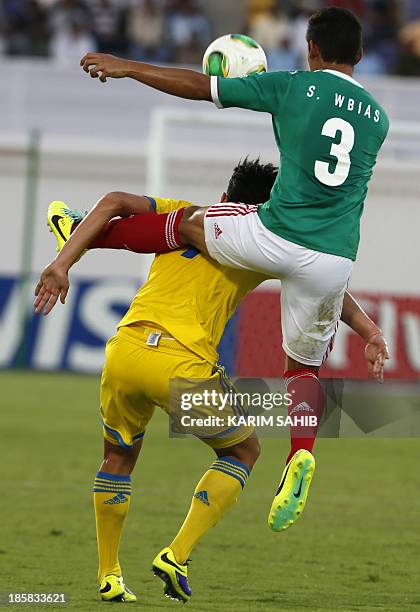 Sweden's Valmir Berisha vies with Mexico's Salomon Wbias during their FIFA U-17 World Cup UAE 2013 football match Sweden versus Mexico at the Sheikh...