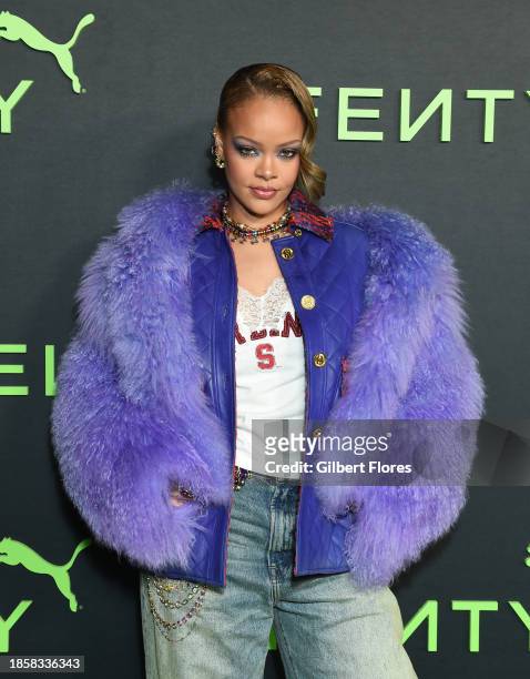 Rihanna at the Fenty x Puma Creeper Phatty Launch Party held at NeueHouse Hollywood on December 18, 2023 in Los Angeles, California.