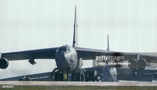 Air Force B-52 bomber is stationed at RAF Fairford March 19, 2003. It is widely believed that the B-52 bombers currently stationed at the...