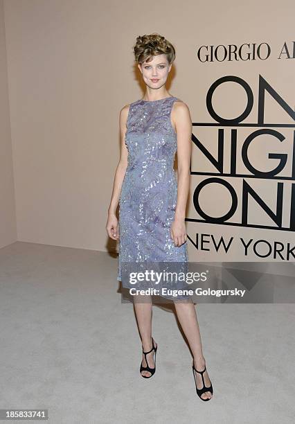 Lindsey Wixson attends Armani - One Night Only New York at SuperPier on October 24, 2013 in New York City.