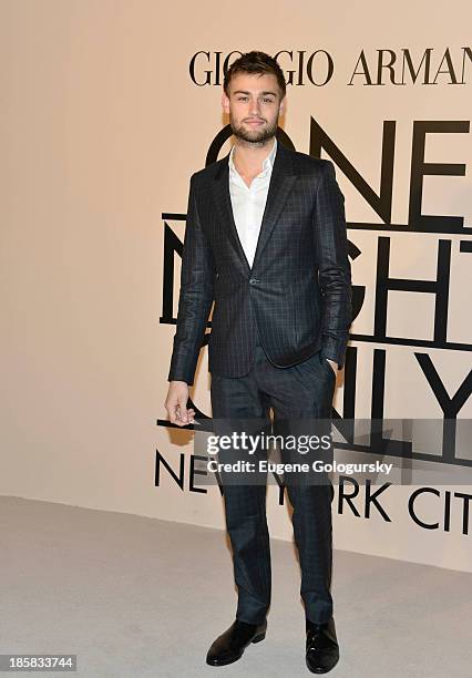 Douglas Booth attends Armani - One Night Only New York at SuperPier on October 24, 2013 in New York City.