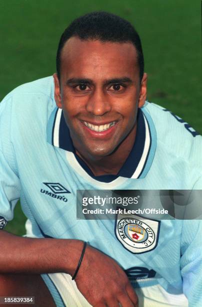 Premier League football, Manchester City v Southampton, A big smile from new City signing David Rocastle.
