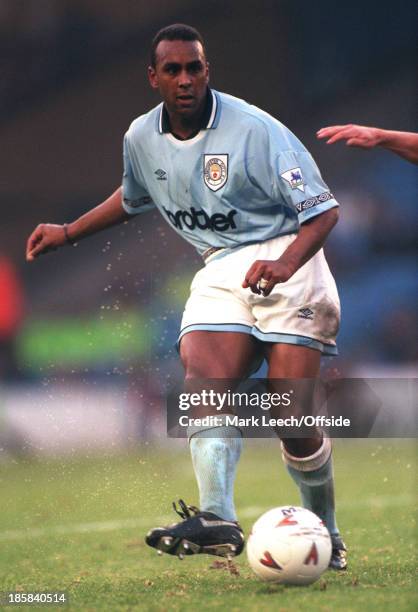 December 1993 Premier League football - Manchester City v Southampton, David Rocastle of City on the ball.