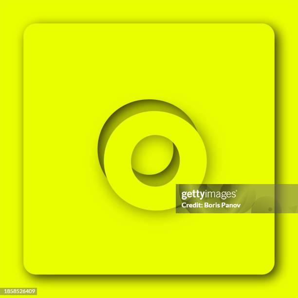 giant capital o letter falling out of 3d paper cutout in skeuomorphic or neumorphism style for app icon in bright color - letter o stock illustrations