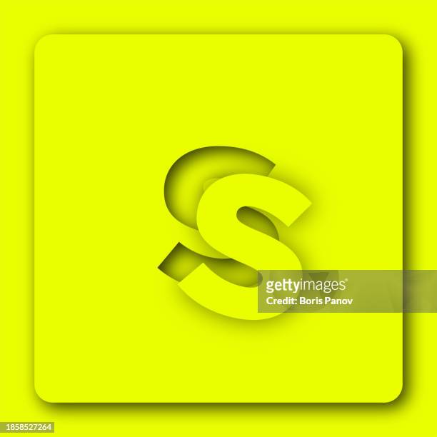 giant capital letter s falling out of 3d paper cutout in skeuomorphic or neumorphism style for app icon in bright color - letter s 幅插畫檔、美工圖案、卡通及圖標